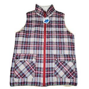 Nordic Fleece Lillesand Ultra Soft Quilted Red Plaid Reversible Zip Front Vest